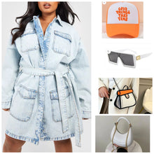 Load image into Gallery viewer, CUFFED IN CARGO (OVERSIZED Denim Dress)
