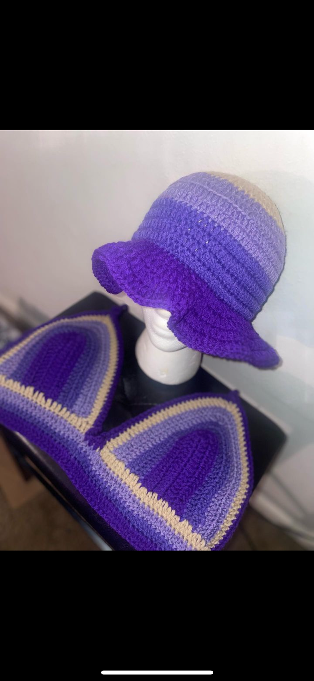 Purple Rain Crochet Bralette & Hat Set