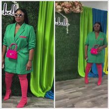 Load and play video in Gallery viewer, GREEN x PINK Oversized Blazer Dress
